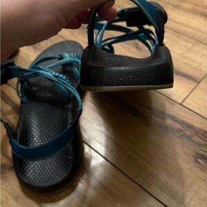 Chaco Teal and Black Strappy Women's Sandals
